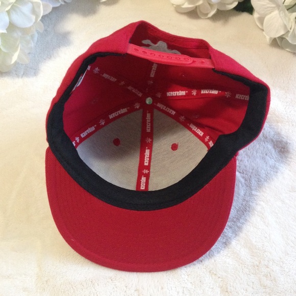 Icecream Red SnapBack Cap w/ White Embroidery - Picture 6 of 9